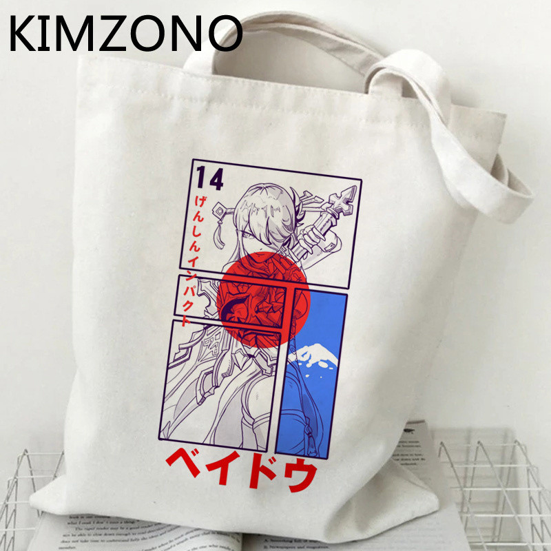 Genshin Impact iepirkumu soma eko audekls bolso pārtikas preču pircējs iepirkumu maisiņš reciclaje atkārtoti salokāms tīkls cabas