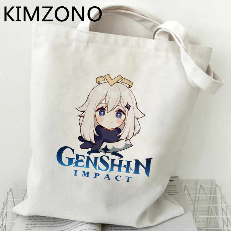 Genshin Impact iepirkumu soma eko audekls bolso pārtikas preču pircējs iepirkumu maisiņš reciclaje atkārtoti salokāms tīkls cabas