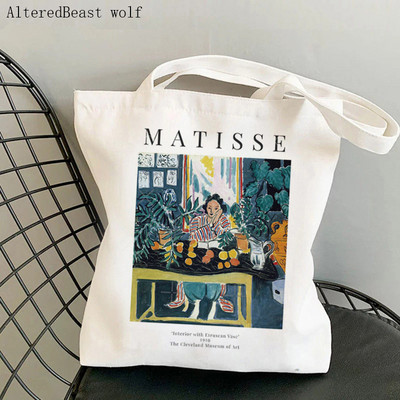 Geantă de cumpărături pentru femei Grand palalis vintage Matisse the cut outs Geanta publicitară de expoziție Harajuku Geanta de umăr din pânză pentru cumpărături