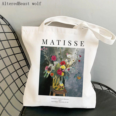 Geantă de cumpărături pentru femei Grand palalis vintage Matisse the cut outs Geanta publicitară de expoziție Harajuku Geanta de umăr din pânză pentru cumpărături