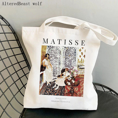 Geantă de cumpărături pentru femei Grand palalis vintage Matisse the cut outs Geanta publicitară de expoziție Harajuku Geanta de umăr din pânză pentru cumpărături