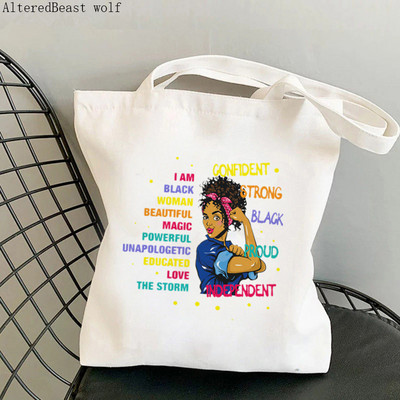 Női vásárló táska feminista virág Lány Power Bag Harajuku Bevásárlóvászon Shopper Bag lány kézitáska Vállas női táska