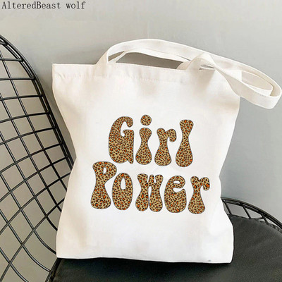 Női vásárló táska feminista virág Lány Power Bag Harajuku Bevásárlóvászon Shopper Bag lány kézitáska Vállas női táska
