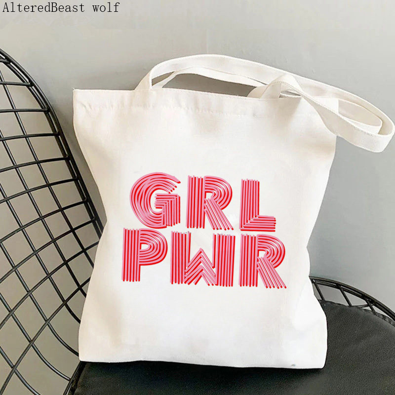 Női vásárló táska feminista virág Lány Power Bag Harajuku Bevásárlóvászon Shopper Bag lány kézitáska Vállas női táska