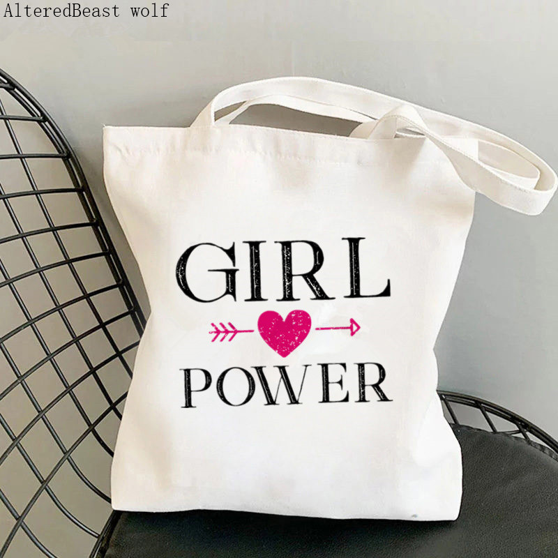 Női vásárló táska feminista virág Lány Power Bag Harajuku Bevásárlóvászon Shopper Bag lány kézitáska Vállas női táska