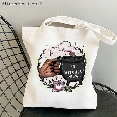 Ženska torba na rame VJEŠTIČKI UZORAK magična tarot karta vještičja platnena torba s printom Harajuku torba za kupnju torba za djevojku Tote Lady Bag