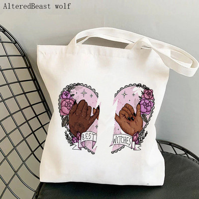 Ženska torba na rame VJEŠTIČKI UZORAK magična tarot karta vještičja platnena torba s printom Harajuku torba za kupnju torba za djevojku Tote Lady Bag