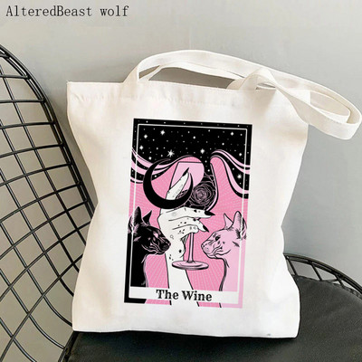 Ženska torba na rame VJEŠTIČKI UZORAK magična tarot karta vještičja platnena torba s printom Harajuku torba za kupnju torba za djevojku Tote Lady Bag
