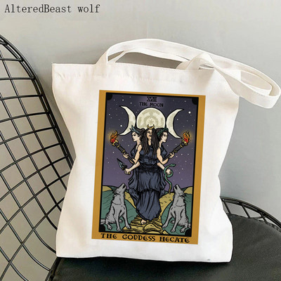 Ženska torba na rame VJEŠTIČKI UZORAK magična tarot karta vještičja platnena torba s printom Harajuku torba za kupnju torba za djevojku Tote Lady Bag