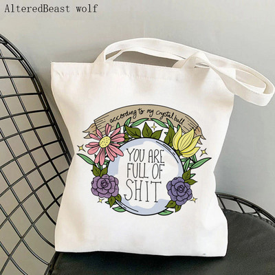 Ženska torba na rame VJEŠTIČKI UZORAK magična tarot karta vještičja platnena torba s printom Harajuku torba za kupnju torba za djevojku Tote Lady Bag