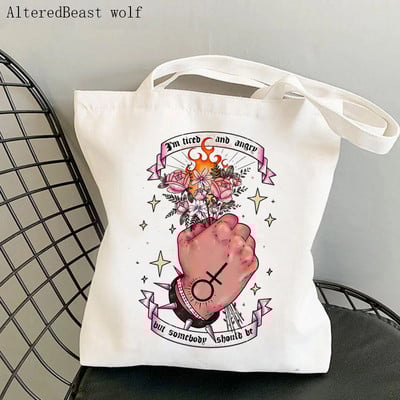 Ženska torba na rame VJEŠTIČKI UZORAK magična tarot karta vještičja platnena torba s printom Harajuku torba za kupnju torba za djevojku Tote Lady Bag