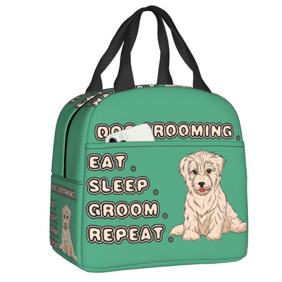 Koerte hooldamise režiim naljakas armsa lemmiklooma koerte hooldaja isolatsiooniga söögikott naistele kaasaskantav termojahuti lõunasöök, piknikureis