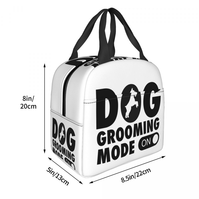 Koerte hooldamise režiim naljakas armsa lemmiklooma koerte hooldaja isolatsiooniga söögikott naistele kaasaskantav termojahuti lõunasöök, piknikureis