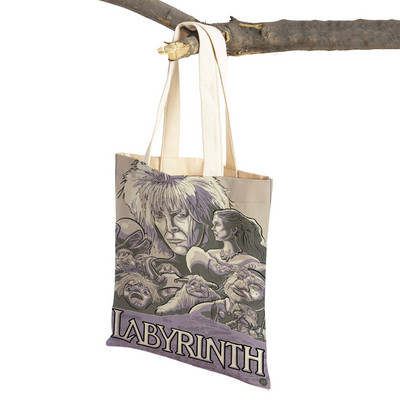 Klasikinio filmo labirintas „Lady Travel Tote“ rankinė „Double Print“ moteriškas pirkinių krepšys Daugkartinis sulankstomas drobinis pirkėjo krepšys