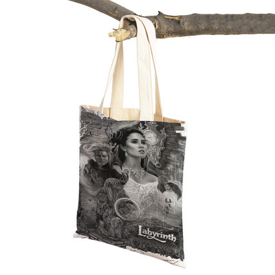 Klasikinio filmo labirintas „Lady Travel Tote“ rankinė „Double Print“ moteriškas pirkinių krepšys Daugkartinis sulankstomas drobinis pirkėjo krepšys