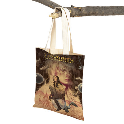 Klasikinio filmo labirintas „Lady Travel Tote“ rankinė „Double Print“ moteriškas pirkinių krepšys Daugkartinis sulankstomas drobinis pirkėjo krepšys