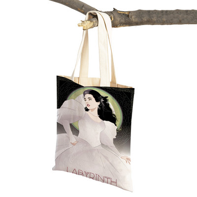 Klasikinio filmo labirintas „Lady Travel Tote“ rankinė „Double Print“ moteriškas pirkinių krepšys Daugkartinis sulankstomas drobinis pirkėjo krepšys