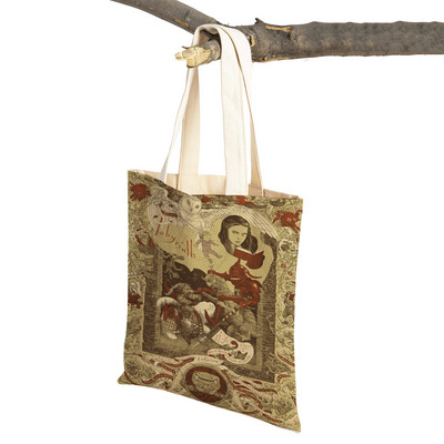 Klasikinio filmo labirintas „Lady Travel Tote“ rankinė „Double Print“ moteriškas pirkinių krepšys Daugkartinis sulankstomas drobinis pirkėjo krepšys