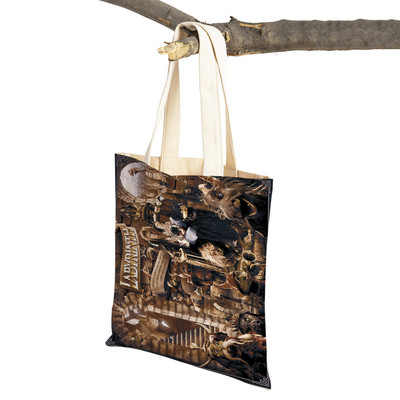 Klasikinio filmo labirintas „Lady Travel Tote“ rankinė „Double Print“ moteriškas pirkinių krepšys Daugkartinis sulankstomas drobinis pirkėjo krepšys