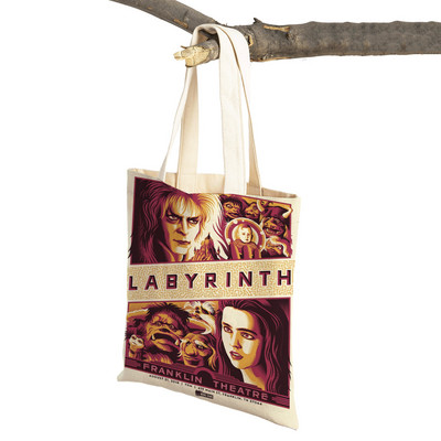 Klasikinio filmo labirintas „Lady Travel Tote“ rankinė „Double Print“ moteriškas pirkinių krepšys Daugkartinis sulankstomas drobinis pirkėjo krepšys
