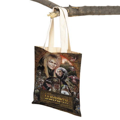 Klasikinio filmo labirintas „Lady Travel Tote“ rankinė „Double Print“ moteriškas pirkinių krepšys Daugkartinis sulankstomas drobinis pirkėjo krepšys