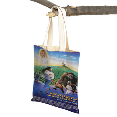 Klasikinio filmo labirintas „Lady Travel Tote“ rankinė „Double Print“ moteriškas pirkinių krepšys Daugkartinis sulankstomas drobinis pirkėjo krepšys