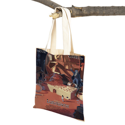 Klasikinio filmo labirintas „Lady Travel Tote“ rankinė „Double Print“ moteriškas pirkinių krepšys Daugkartinis sulankstomas drobinis pirkėjo krepšys