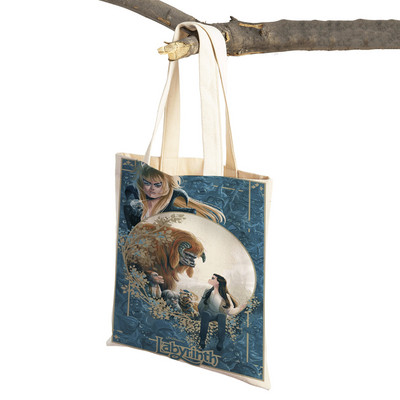 Klasikinio filmo labirintas „Lady Travel Tote“ rankinė „Double Print“ moteriškas pirkinių krepšys Daugkartinis sulankstomas drobinis pirkėjo krepšys