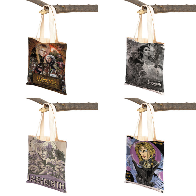 Klasikinio filmo labirintas „Lady Travel Tote“ rankinė „Double Print“ moteriškas pirkinių krepšys Daugkartinis sulankstomas drobinis pirkėjo krepšys