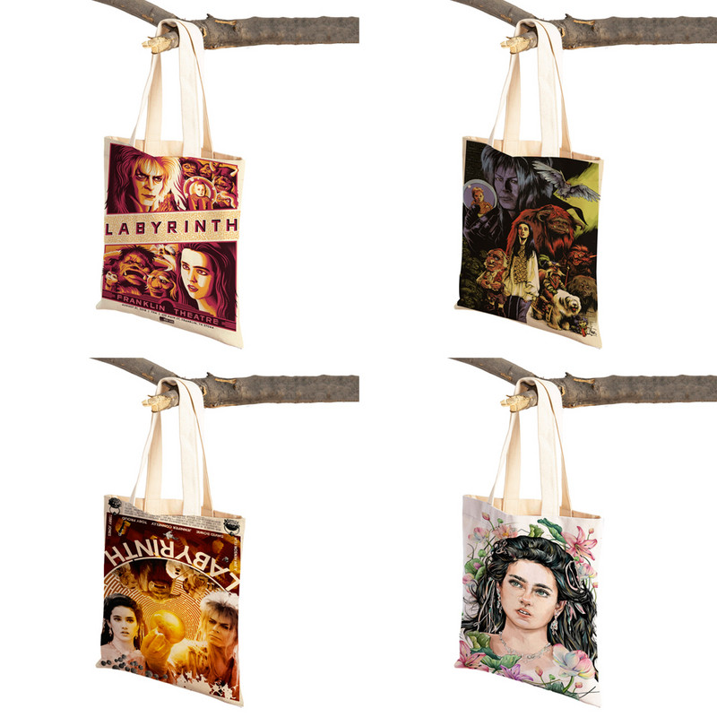 Klasikinio filmo labirintas „Lady Travel Tote“ rankinė „Double Print“ moteriškas pirkinių krepšys Daugkartinis sulankstomas drobinis pirkėjo krepšys