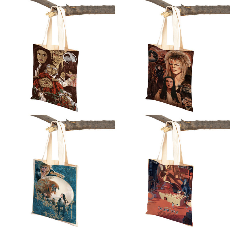 Klasikinio filmo labirintas „Lady Travel Tote“ rankinė „Double Print“ moteriškas pirkinių krepšys Daugkartinis sulankstomas drobinis pirkėjo krepšys