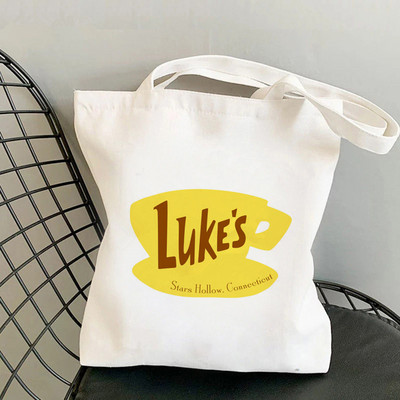2021 vásárló Gilmore Girls Luke nyomtatott táska női Harajuku vásárló kézitáska Vállas bevásárlótáska Lady Canvas Bag
