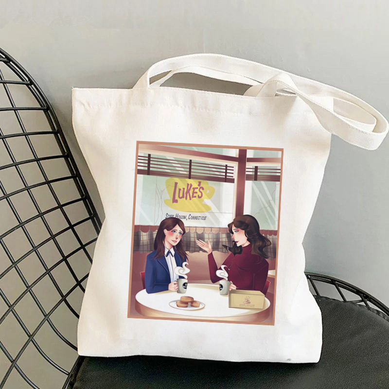 2021 vásárló Gilmore Girls Luke nyomtatott táska női Harajuku vásárló kézitáska Vállas bevásárlótáska Lady Canvas Bag