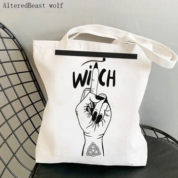 Γυναικείες τσάντες Shopper μαγικές μάγισσες Brew card Tarot witchy Bag Harajuku Shopping Canvas Shopper Τσάντα για κορίτσι Τσάντα ώμου Lady Bag