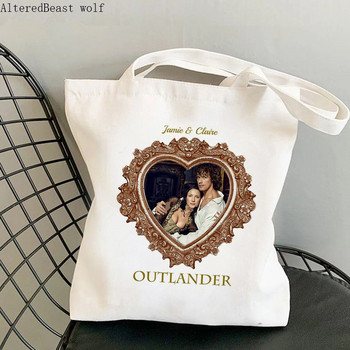 Γυναικείες τσάντες Shopper lover outlander Εκτυπωμένες τσάντες Kawaii Harajuku Shopping Canvas Canvas Shopper girl Τσάντα Tote Shoulder Lady Bag