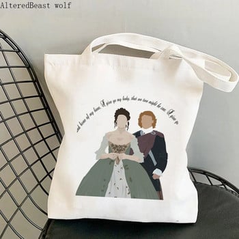 Γυναικείες τσάντες Shopper lover outlander Εκτυπωμένες τσάντες Kawaii Harajuku Shopping Canvas Canvas Shopper girl Τσάντα Tote Shoulder Lady Bag