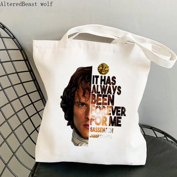 Γυναικείες τσάντες Shopper lover outlander Εκτυπωμένες τσάντες Kawaii Harajuku Shopping Canvas Canvas Shopper girl Τσάντα Tote Shoulder Lady Bag