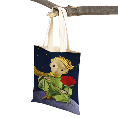 Little Prince ženska torba za kupnju s dvostrukim printom Modna klasična anime crtana studentska platnena putna torba za djecu, dječake, djevojčice