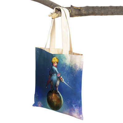 Little Prince ženska torba za kupnju s dvostrukim printom Modna klasična anime crtana studentska platnena putna torba za djecu, dječake, djevojčice