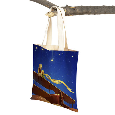 Little Prince ženska torba za kupnju s dvostrukim printom Modna klasična anime crtana studentska platnena putna torba za djecu, dječake, djevojčice