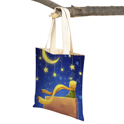 Little Prince ženska torba za kupnju s dvostrukim printom Modna klasična anime crtana studentska platnena putna torba za djecu, dječake, djevojčice