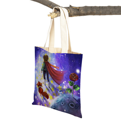 Little Prince ženska torba za kupnju s dvostrukim printom Modna klasična anime crtana studentska platnena putna torba za djecu, dječake, djevojčice