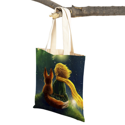 Little Prince ženska torba za kupnju s dvostrukim printom Modna klasična anime crtana studentska platnena putna torba za djecu, dječake, djevojčice