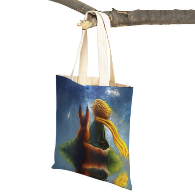 Little Prince ženska torba za kupnju s dvostrukim printom Modna klasična anime crtana studentska platnena putna torba za djecu, dječake, djevojčice