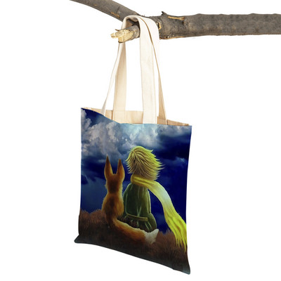 Little Prince ženska torba za kupnju s dvostrukim printom Modna klasična anime crtana studentska platnena putna torba za djecu, dječake, djevojčice