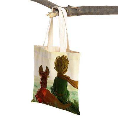 Little Prince ženska torba za kupnju s dvostrukim printom Modna klasična anime crtana studentska platnena putna torba za djecu, dječake, djevojčice