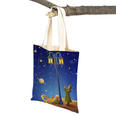 Little Prince ženska torba za kupnju s dvostrukim printom Modna klasična anime crtana studentska platnena putna torba za djecu, dječake, djevojčice