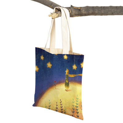 Little Prince ženska torba za kupnju s dvostrukim printom Modna klasična anime crtana studentska platnena putna torba za djecu, dječake, djevojčice