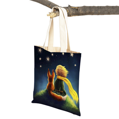 Little Prince ženska torba za kupnju s dvostrukim printom Modna klasična anime crtana studentska platnena putna torba za djecu, dječake, djevojčice