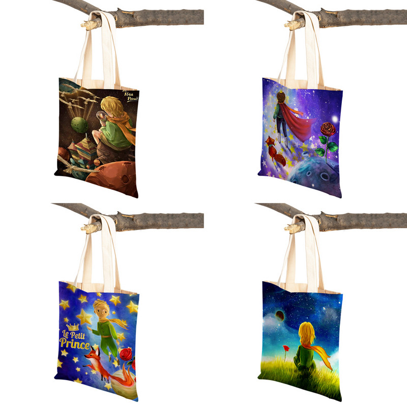Little Prince ženska torba za kupnju s dvostrukim printom Modna klasična anime crtana studentska platnena putna torba za djecu, dječake, djevojčice